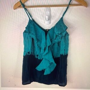 ANTHROPOLOGIE SILENCE NOISE Women Green Spaghetti Strap Full Zip Back Cami Top S